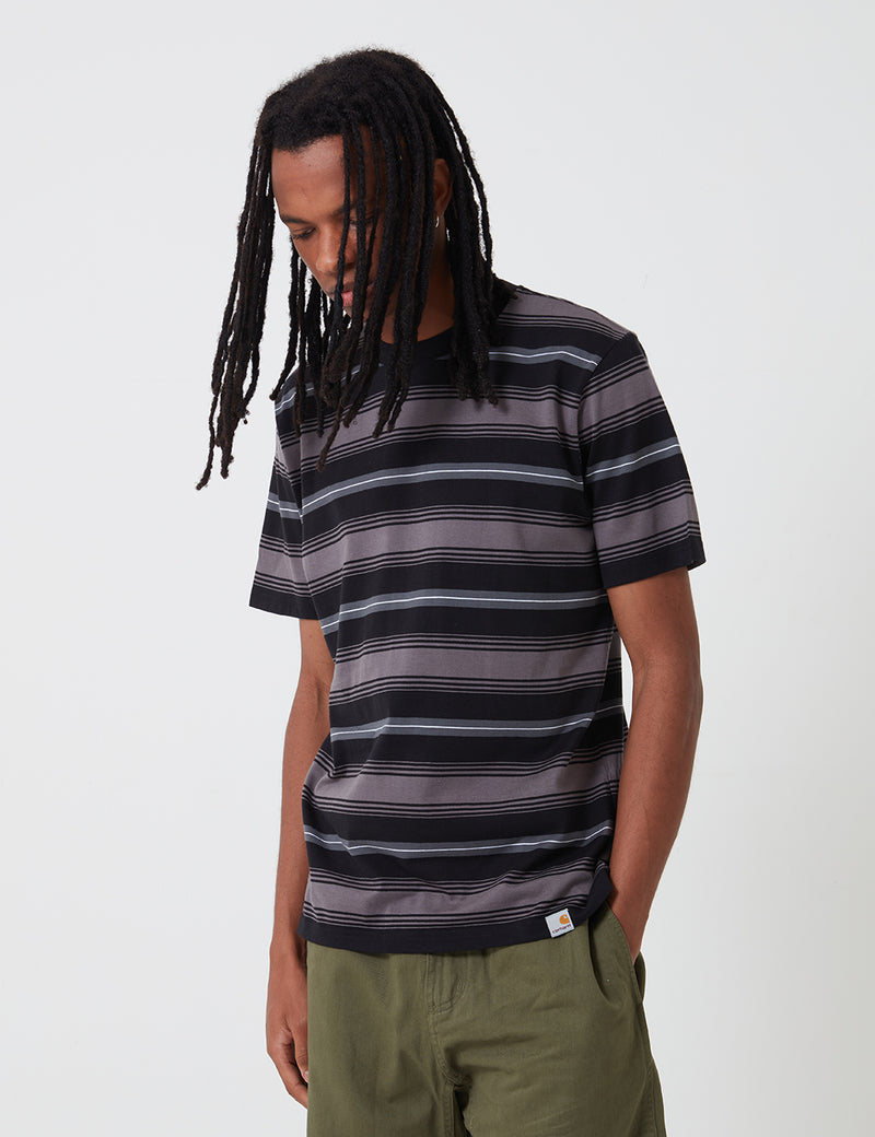 Carhartt-WIP Buren Stripe T-Shirt - Black