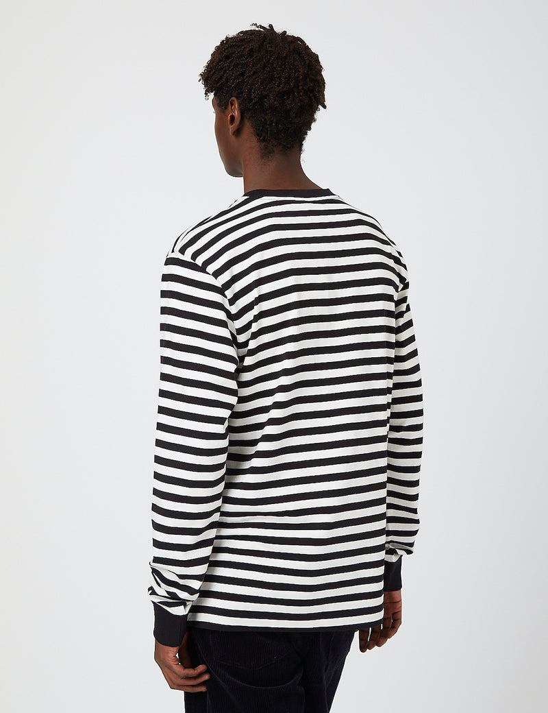 Carhartt-WIP Parker Pocket Long Sleeve T-Shirt (Parker Stripe) - Black/Wax