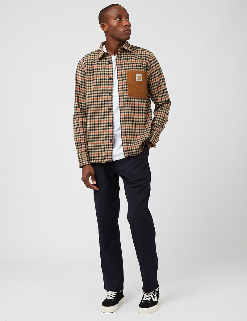 Carhartt-WIP Asher Shirt (Asher Check) - Leather Beige