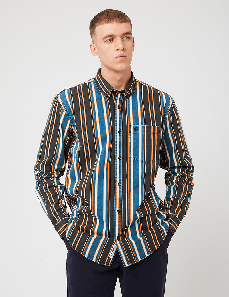 Carhartt-WIP Maynard Stripe Shirt - Indican/Black