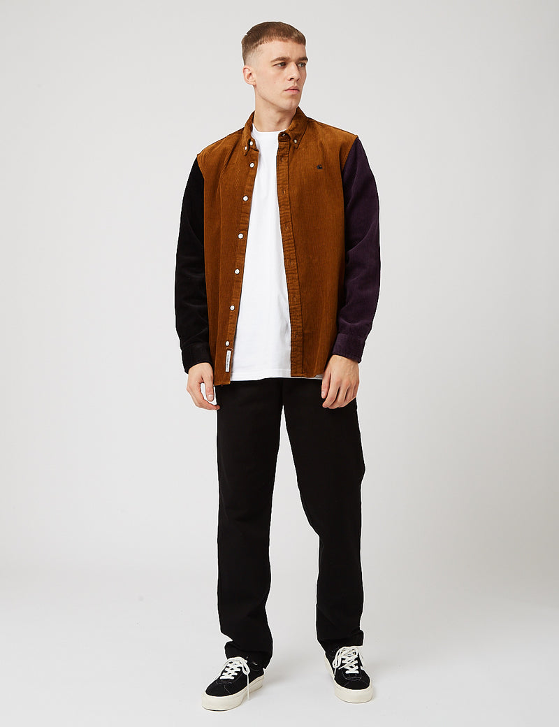 Carhartt-WIP Triple Madison Cord Shirt - Tawny Brown/Black/Dark Iris