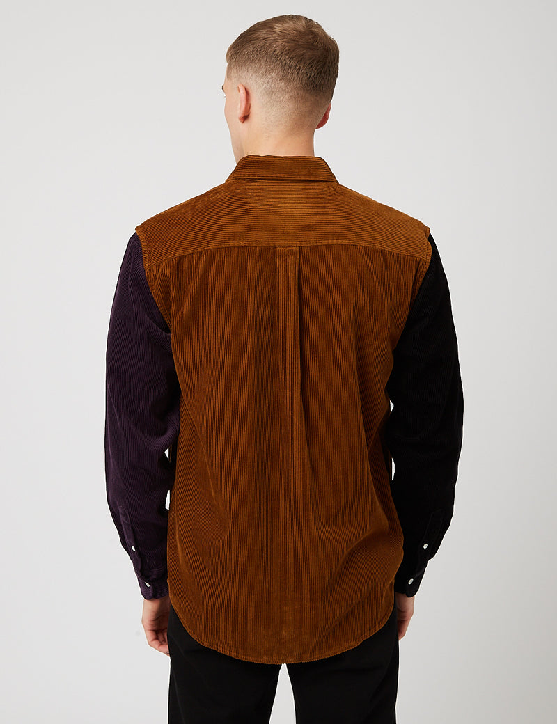 Carhartt-WIP Triple Madison Cord Shirt - Tawny Brown/Black/Dark Iris