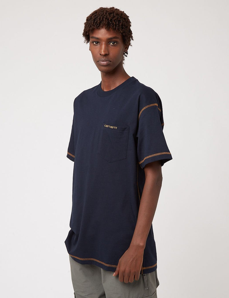 Carhartt-WIP Nazka Pocket T-Shirt - Astro Blue/Hamilton Brown