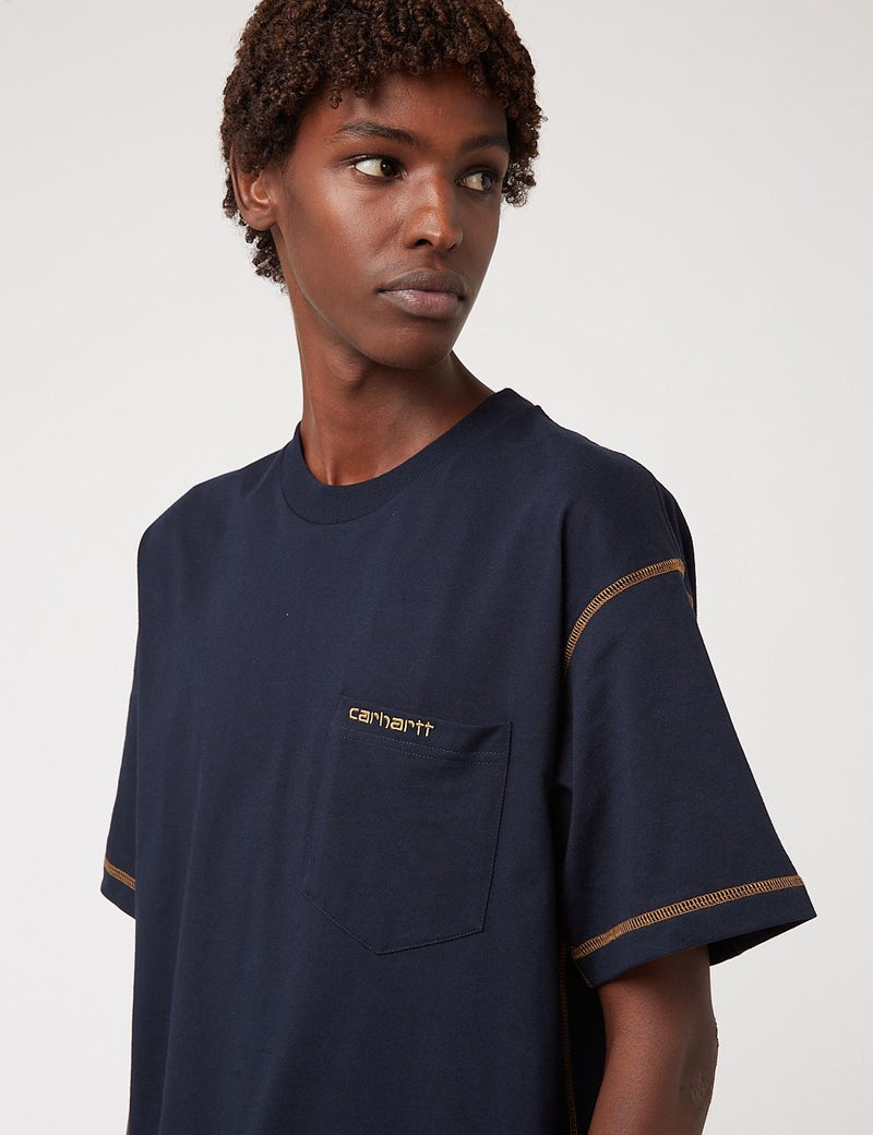 Carhartt-WIP Nazka Pocket T-Shirt - Astro Blue/Hamilton Brown