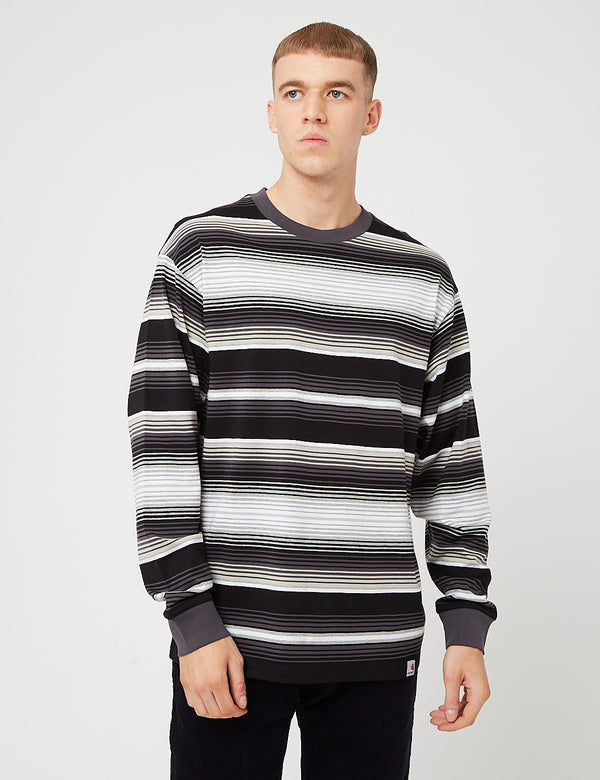 Carhartt-WIP Tuscon Long Sleeve Stripe T-Shirt - Blacksmith