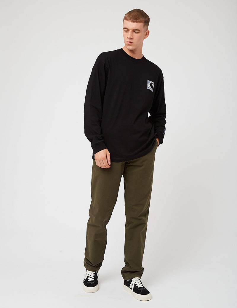 Carhartt-WIP Grid C Long Sleeve T-Shirt - Black