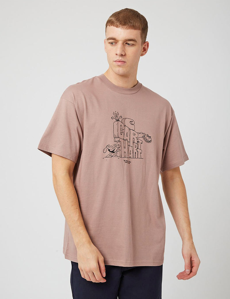 Carhartt-WIP Stoneage T-Shirt - Earthy Pink/Black