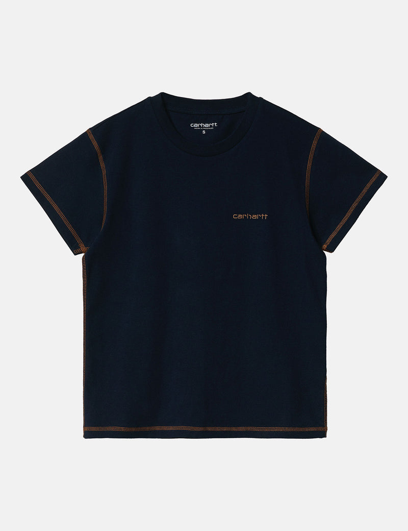 Womens Carhartt-WIP Albany T-Shirt - Astro Navy/Hamilton Brown