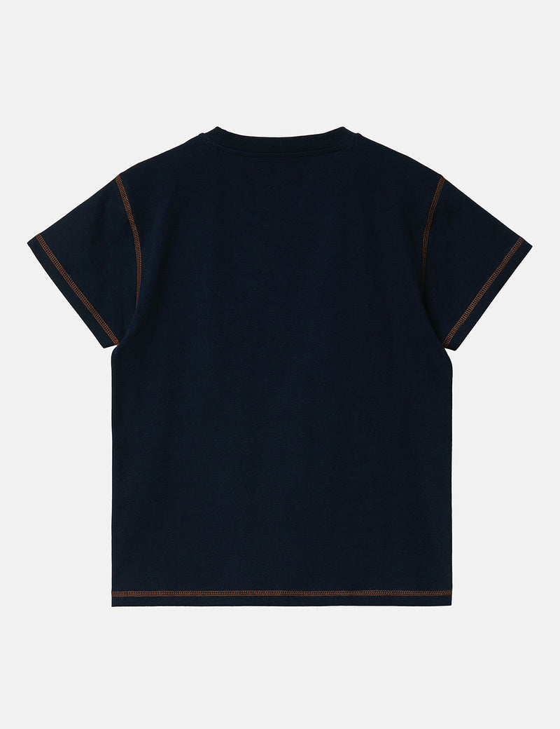 Womens Carhartt-WIP Albany T-Shirt - Astro Navy/Hamilton Brown