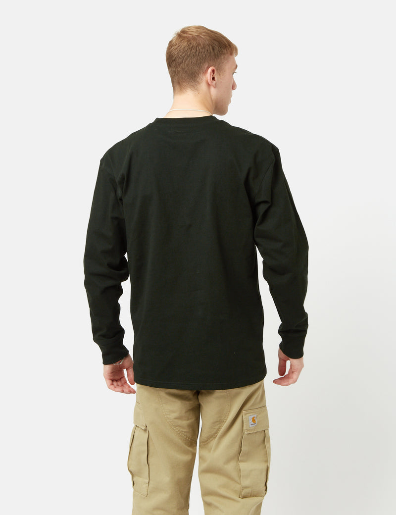 Carhartt-WIP American Script Long Sleeve T-Shirt - Dark Cedar Green