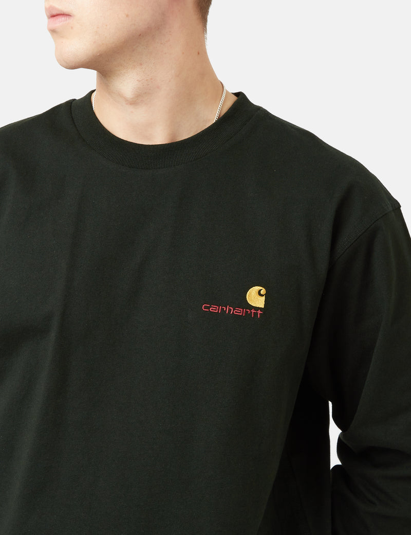 Carhartt-WIP American Script Long Sleeve T-Shirt - Dark Cedar Green