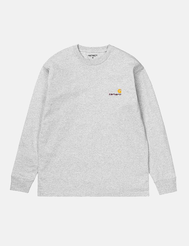 Carhartt-WIP American Script Long Sleeve T-Shirt - Ash Heather Grey