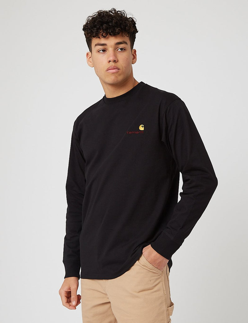 Carhartt-WIP American Script Long Sleeve T-Shirt - Black