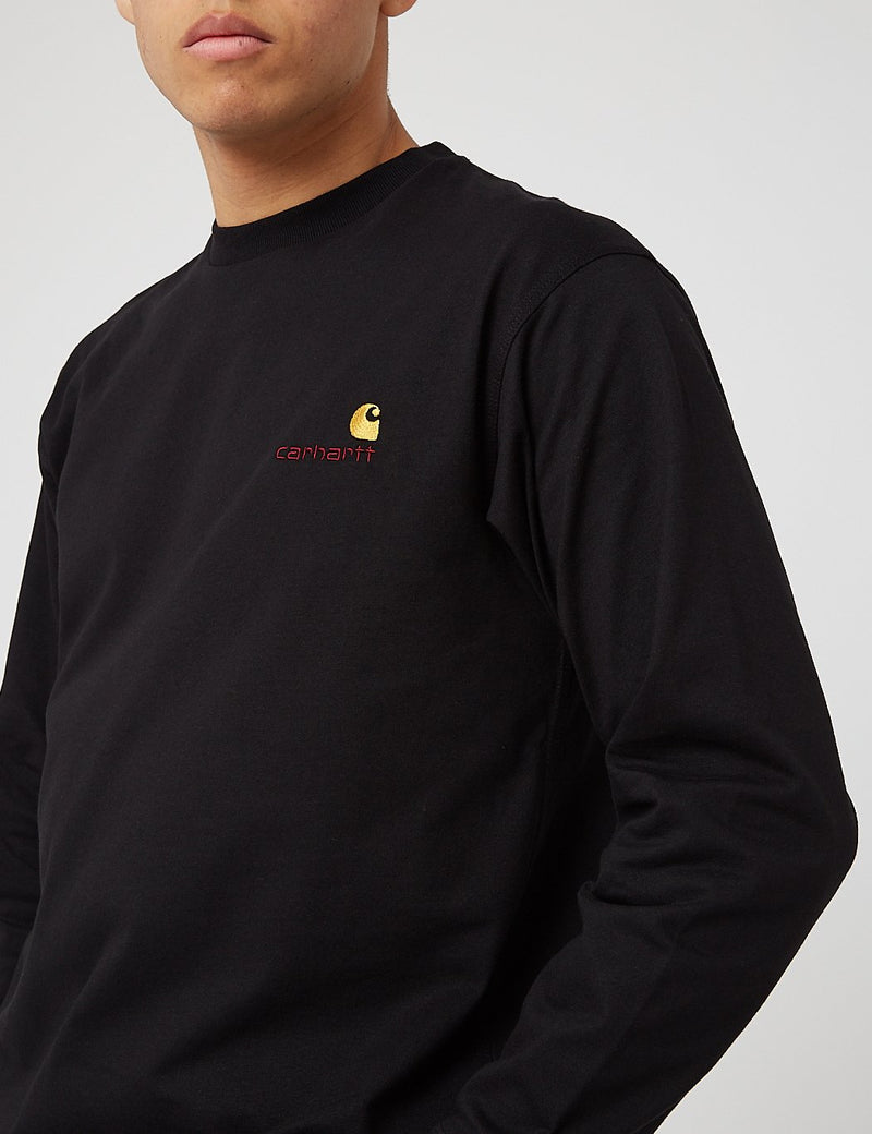 Carhartt-WIP American Script Long Sleeve T-Shirt - Black