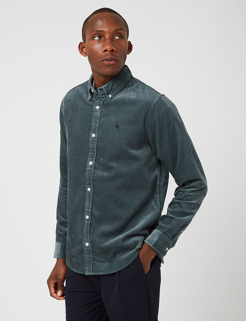 Carhartt-WIP Madison Cord Shirt - Eucalyptus/Black