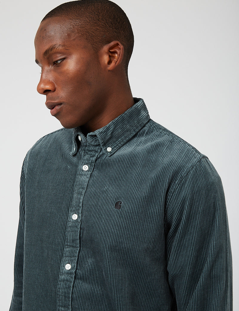 Carhartt-WIP Madison Cord Shirt - Eucalyptus/Black