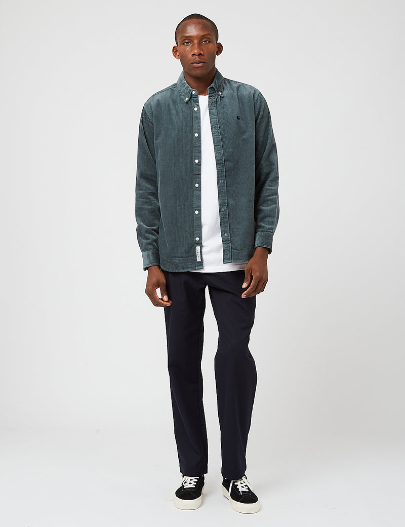 Carhartt-WIP Madison Cord Shirt - Eucalyptus/Black