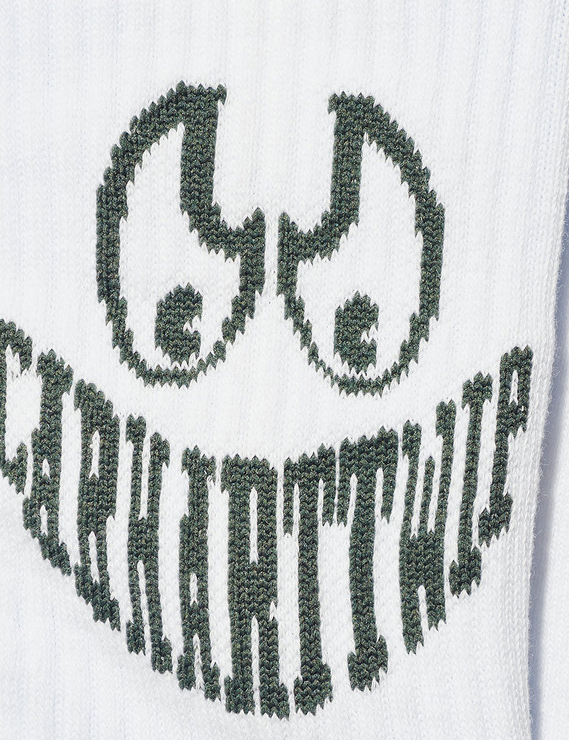 Carhartt-WIP Grin Socks - White/Hemlock Green