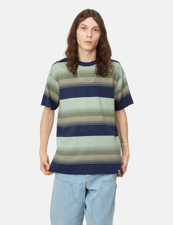 Carhartt-WIP Hanmore T-Shirt - Hanmore Stripe/Blue