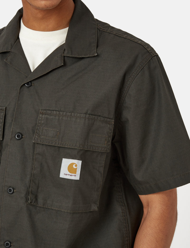 Carhartt-WIP Wynton Short Sleeve Shirt - Stormcloud/Dollar Green I 
