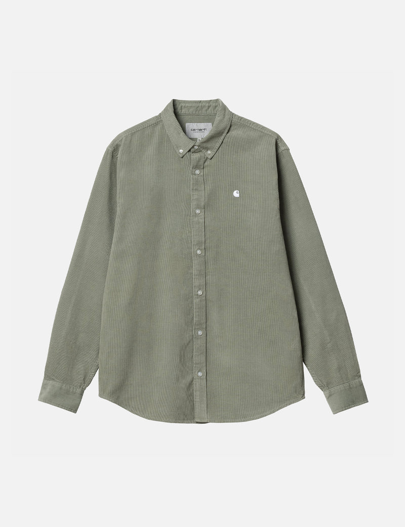 Carhartt-WIP Madison Shirt (Fine Cord) - Yucca Green/White