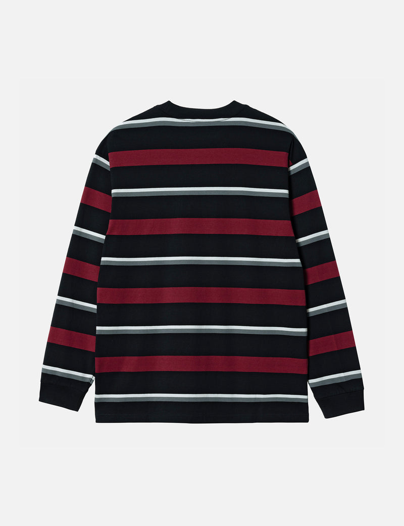 Carhartt-WIP Bowman Stripe Long Sleeve T-Shirt - Corvina Burgundy