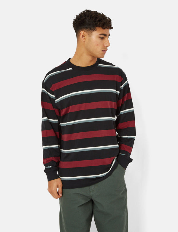 Carhartt-WIP Bowman Stripe Long Sleeve T-Shirt - Corvina Burgundy