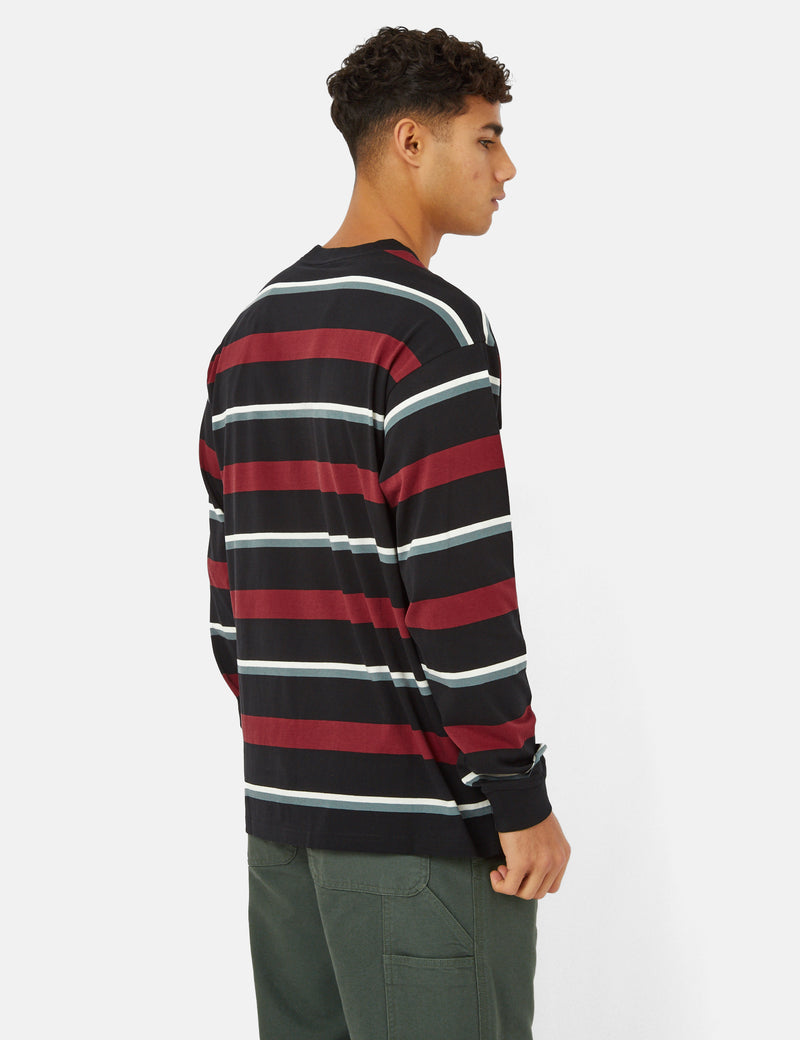 Carhartt-WIP Bowman Stripe Long Sleeve T-Shirt - Corvina Burgundy