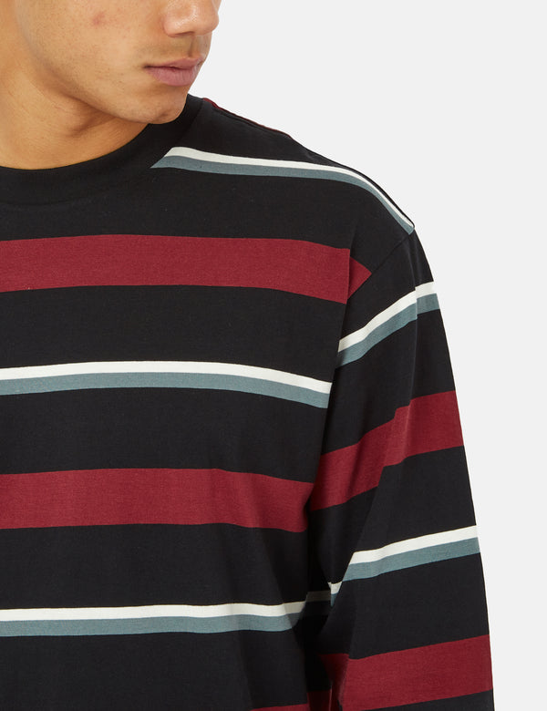 Carhartt-WIP Bowman Stripe Long Sleeve T-Shirt - Corvina Burgundy