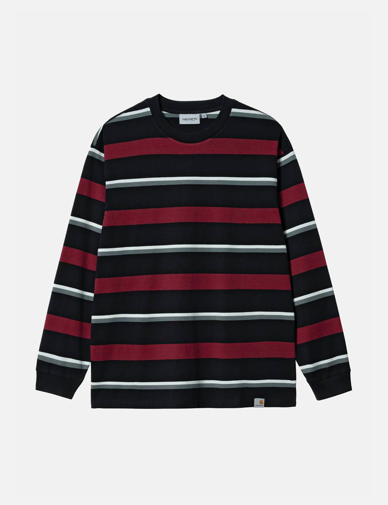 Carhartt-WIP Bowman Stripe Long Sleeve T-Shirt - Corvina Burgundy