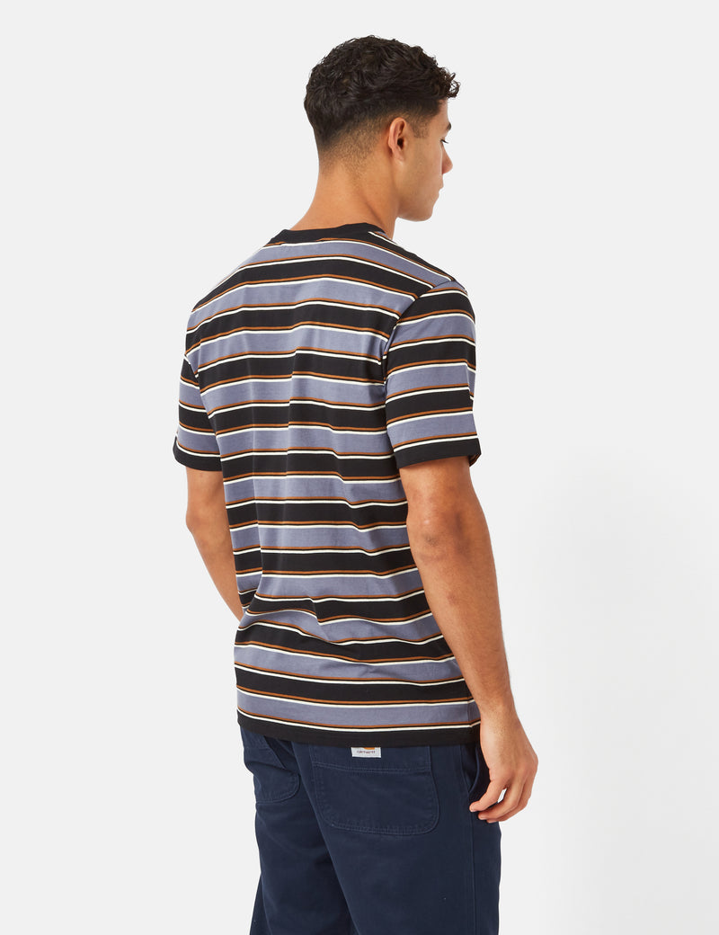 Carhartt-WIP Leone T-Shirt (Leone Stripe) - Bluefin