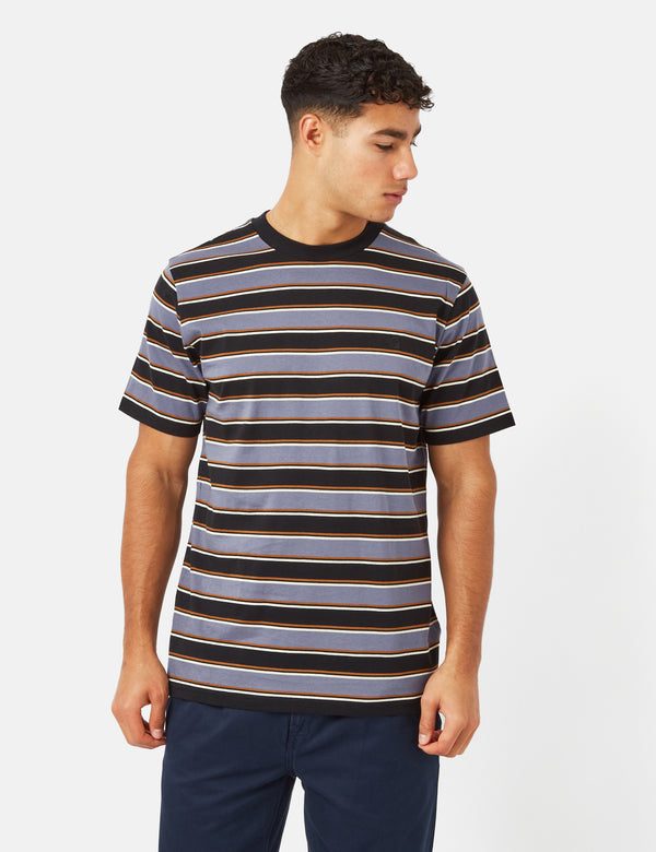 Carhartt-WIP Leone T-Shirt (Leone Stripe) - Bluefin