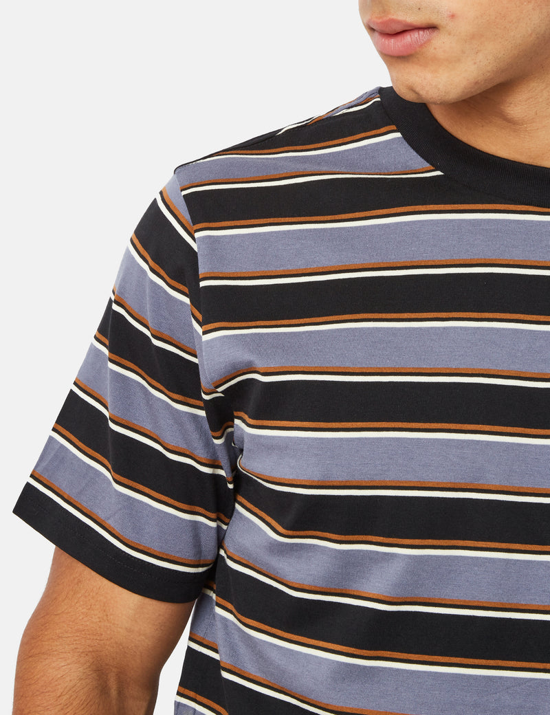 Carhartt-WIP Leone T-Shirt (Leone Stripe) - Bluefin