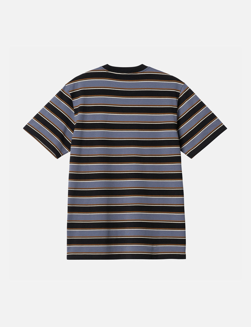 Carhartt-WIP Leone T-Shirt (Leone Stripe) - Bluefin