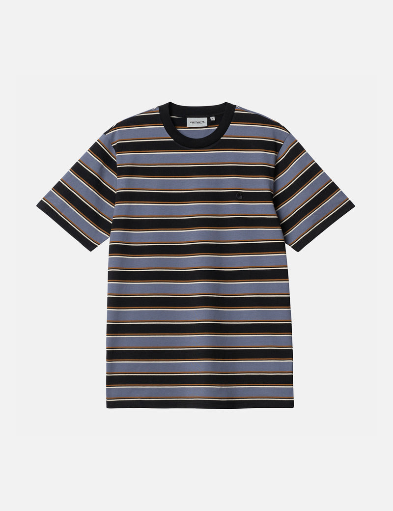 Carhartt-WIP Leone T-Shirt (Leone Stripe) - Bluefin