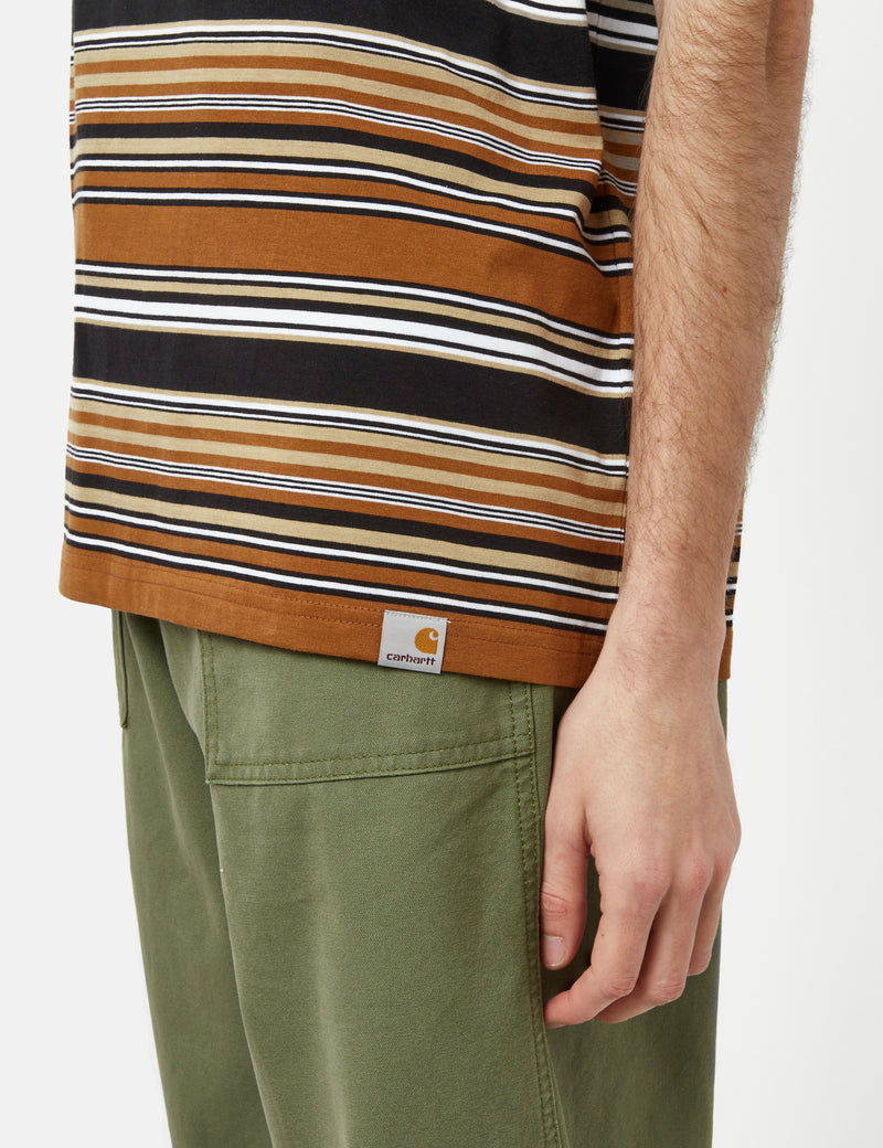 Carhartt-WIP Lafferty T-Shirt (Stripe) - Hamilton Brown