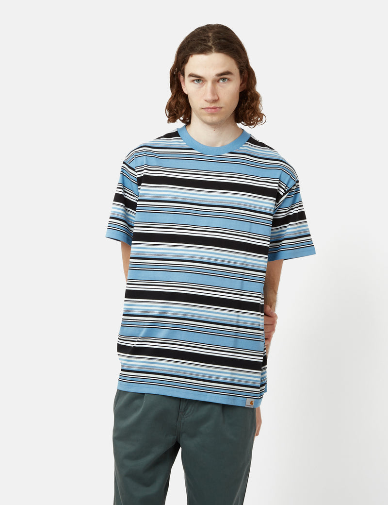 Carhartt-WIP Lafferty T-Shirt (Stripe) - Piscine Blue