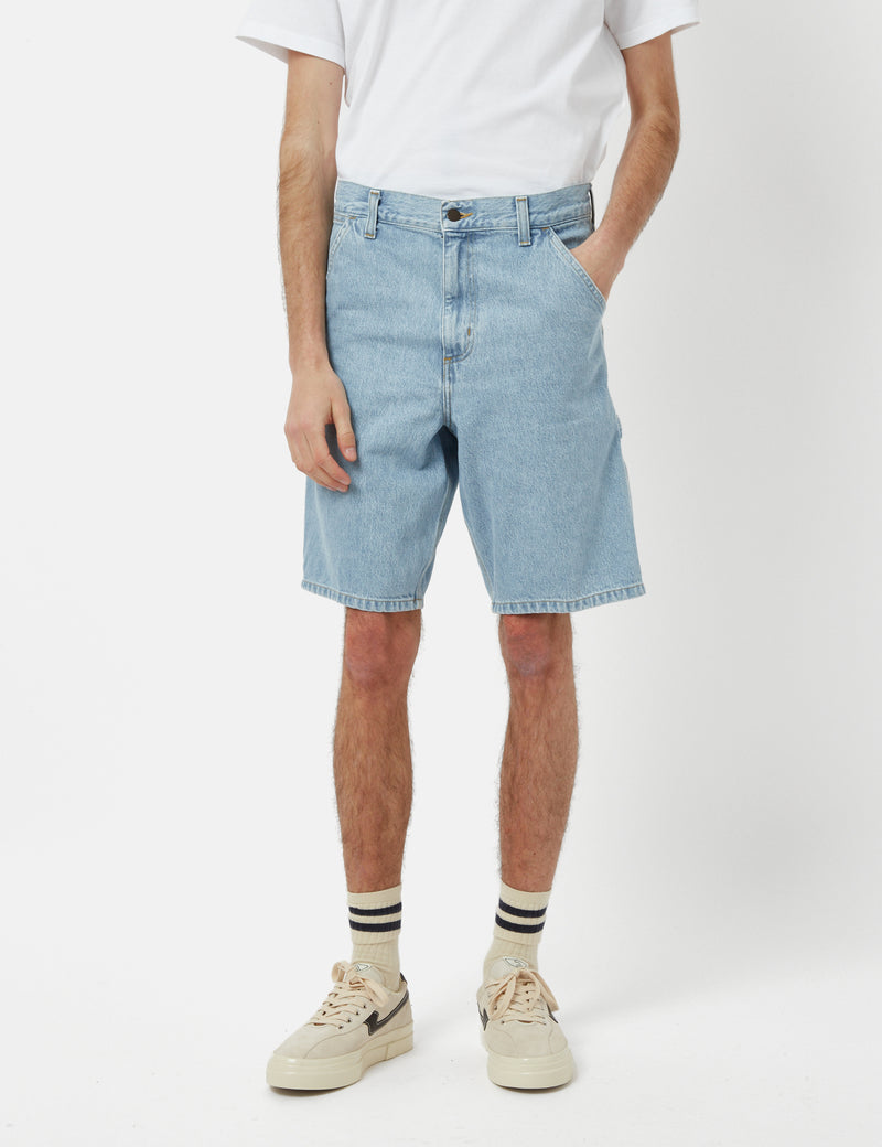 Carhartt-WIP Single Knee Shorts (Organic) - Blue Heavy Stone Bleached