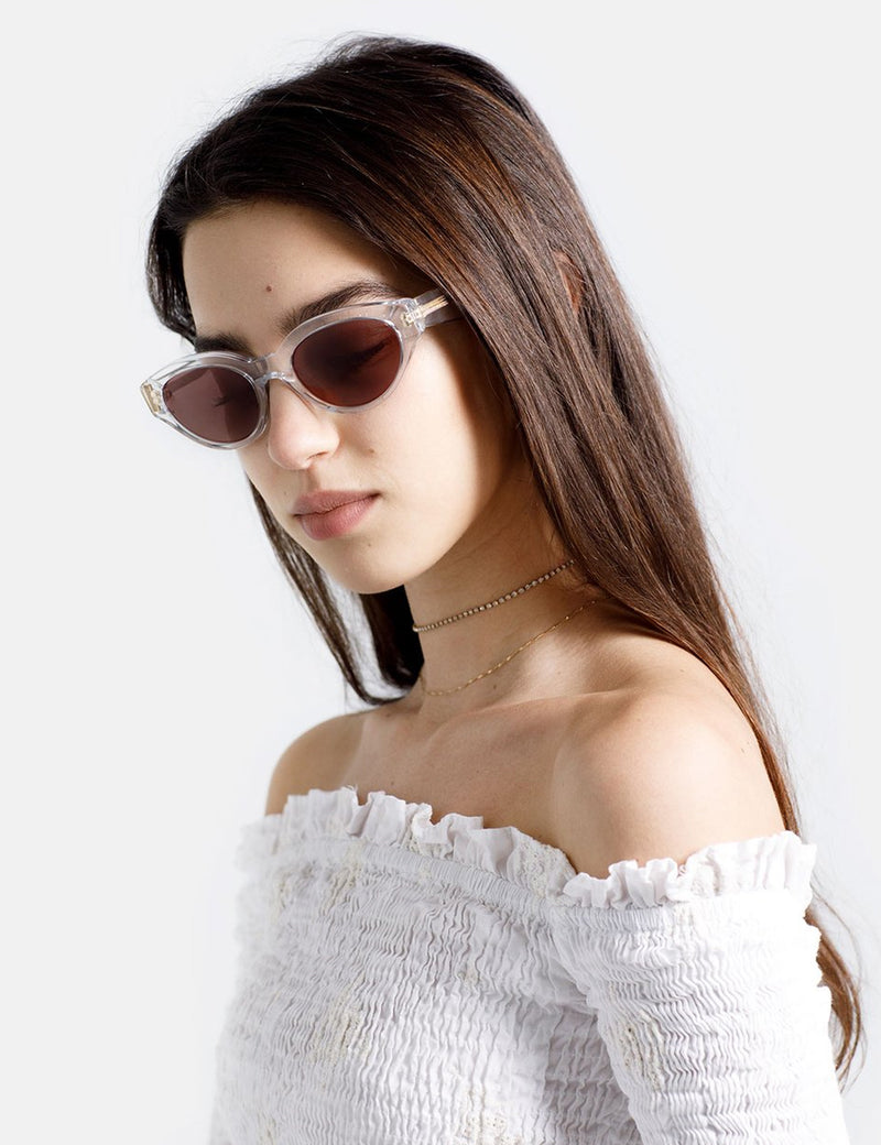 Super Drew Sunglasses - Crystal Clear/Burgundy