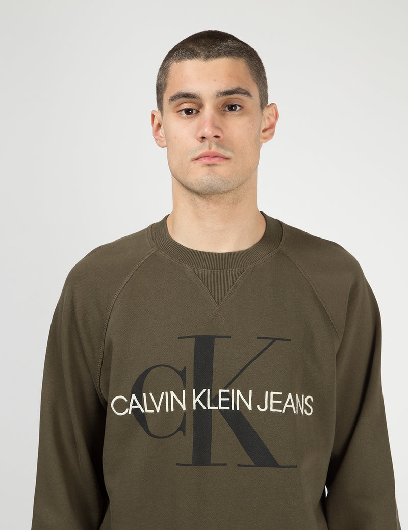 Calvin Klein Monogram Logo Sweatshirt - Grape Leaf Green