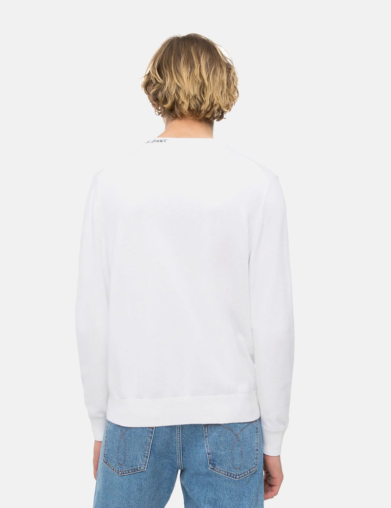 Calvin Klein Institutional Collar Logo Sweater - White