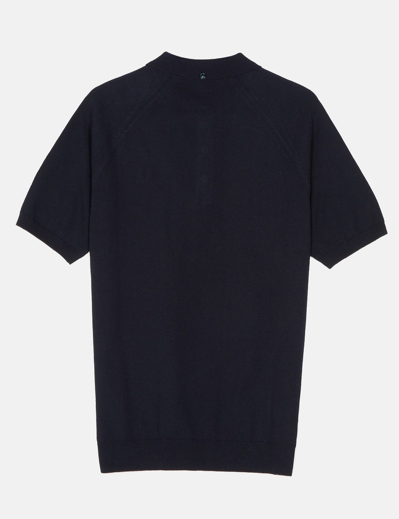 Fred Perry Short Sleeve Raglan Knitted Shirt - Navy