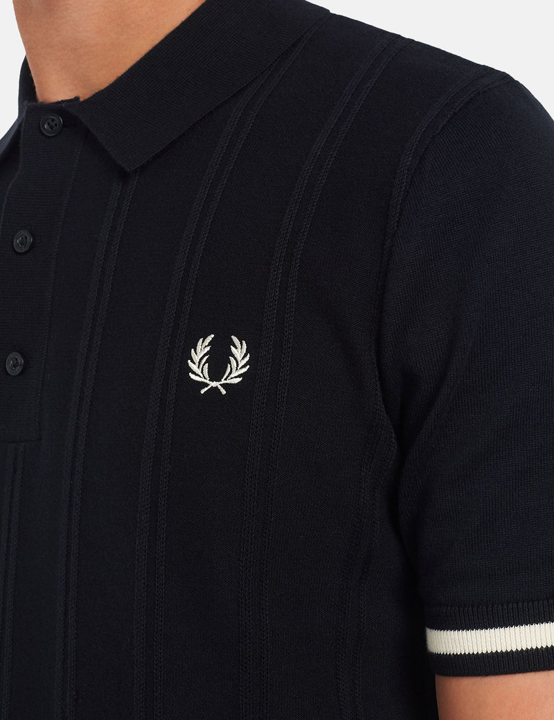Fred Perry Tipping Texture Knitted Shirt - Black