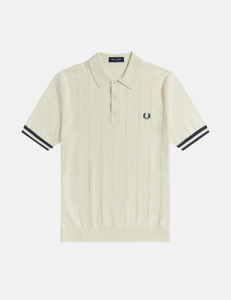 Fred Perry Tipping Texture Knitted Shirt - Ecru