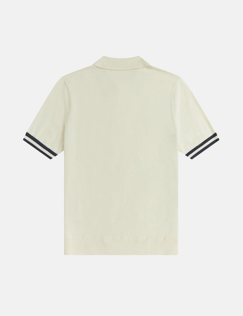 Fred Perry Tipping Texture Knitted Shirt - Ecru