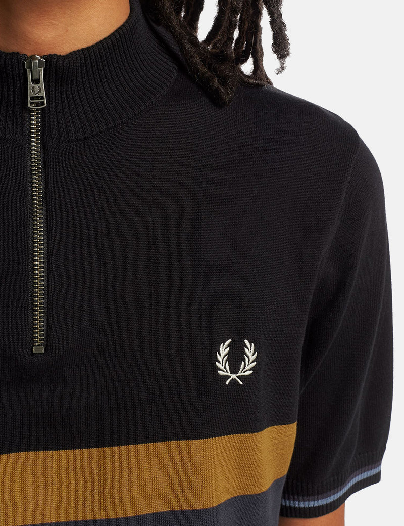 Fred Perry Funnel Neck Knitted Shirt - Ecru