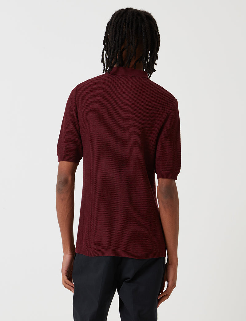 Fred Perry Re-issues Texture Knit Polo Shirt - Aubergine Purple