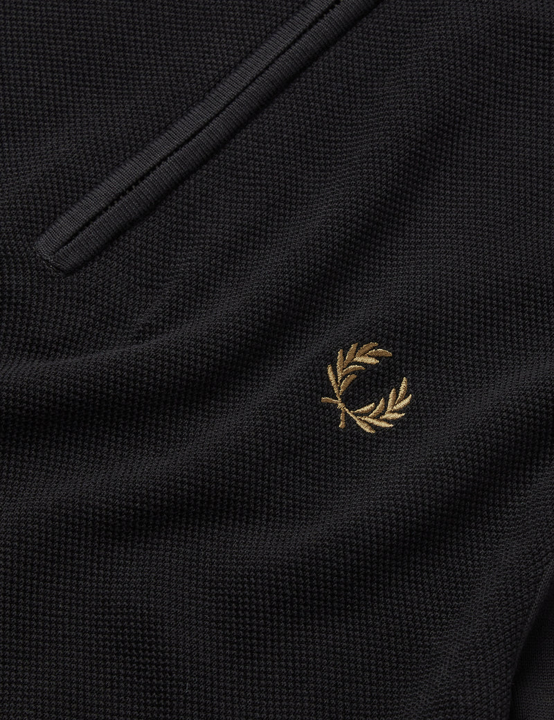 Fred Perry Bomber Zip Neck Knitted Shirt - Black