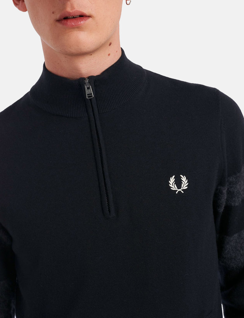 Fred Perry Tipped Half Zip Jumper - Black