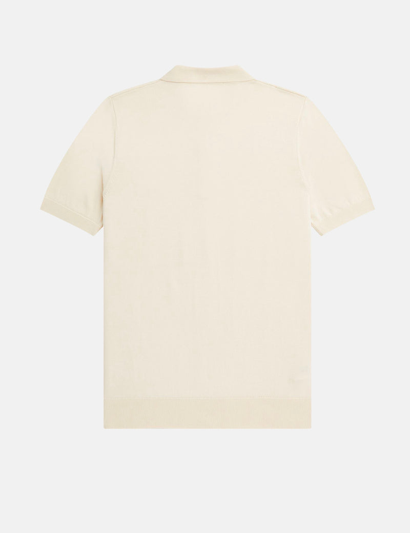 Fred Perry Tonal Panel Knitted Shirt - Ecru